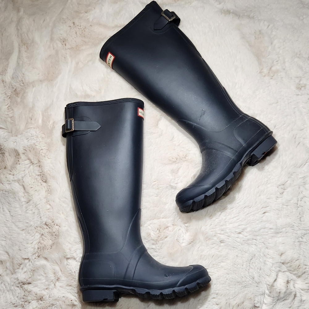 Hunter black rain boots